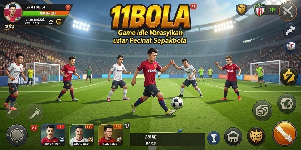 Screenshot gameplay 11BOLA dengan aksi manajerial yang mendebarkan.
