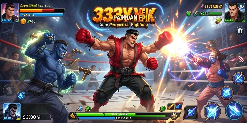 Screenshot gameplay 333V menampilkan pertarungan yang mendebarkan antara karakter-karakter unik.