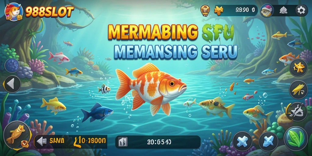 Screenshot gameplay <strong>988SLOT</strong> yang menunjukkan aksi memancing yang seru.