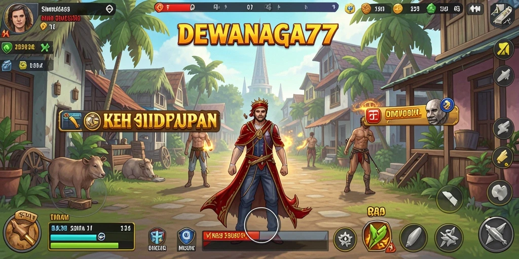 Screenshot DEWANAGA77 menampilkan gameplay simulasi yang menarik.
