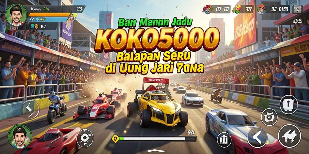 Gameplay KOKO5000 yang mendebarkan dalam balapan penuh aksi.