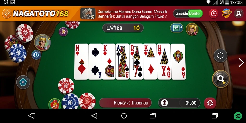 Screenshot utama NAGATOTO168 menampilkan gameplay Domino seru dan interaktif.