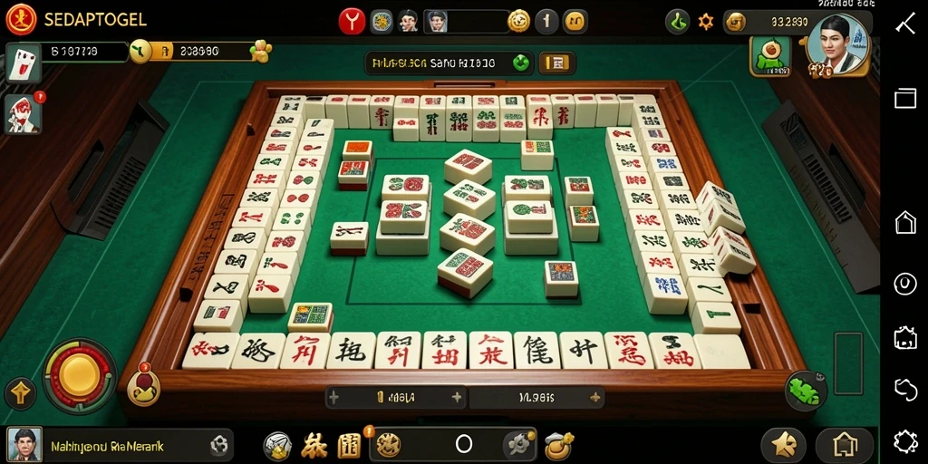 Screenshot gameplay SEDAPTOGEL yang menarik dengan desain ubin Mahjong.